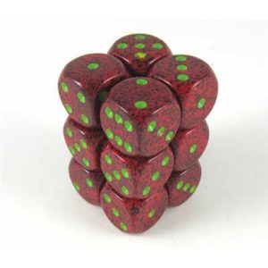 Chessex Speckled 16mm d6 with pips Dice Blocks (12 Dice) - Strawberry-25704