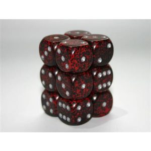 Chessex Speckled 16mm d6 with pips Dice Blocks (12 Dice) - Silver Volcano-25744