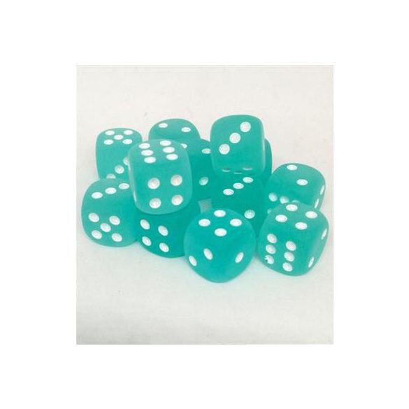 Chessex 16mm d6 with pips Dice Blocks (12 Dice) - Frosted Teal w/white-27605