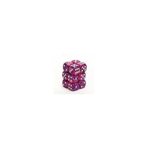 Chessex 16mm d6 with pips Dice Blocks (12 Dice) - Festive Violet w/white-27657