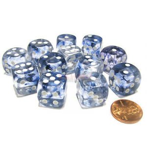 Chessex 16mm d6 with pips Dice Blocks (12 Dice) - Nebula Dark Blue w/white-27666