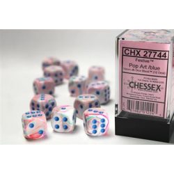 Chessex 16mm d6 with pips Dice Blocks (12 Dice) - Festive Polyhedral Pop Art /blue-27744