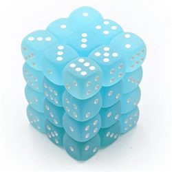 Chessex Signature 12mm d6 with pips Dice Blocks (36 Dice) - Frosted Teal w/white-27805