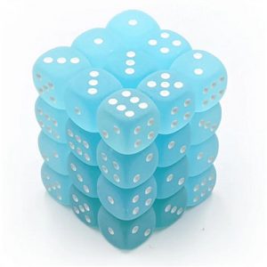 Chessex Signature 12mm d6 with pips Dice Blocks (36 Dice) - Frosted Teal w/white-27805