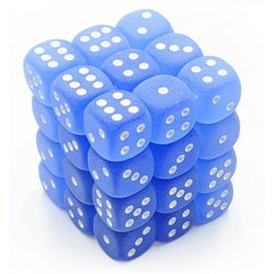 Chessex Signature 12mm d6 with pips Dice Blocks (36 Dice) - Frosted Blue w/white-27806