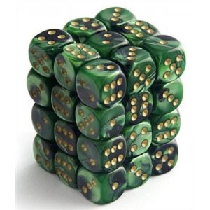 Chessex Signature 12mm d6 with pips Dice Blocks (36 Dice) - Scarab Jade w/gold-27815