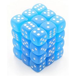 Chessex Signature 12mm d6 with pips Dice Blocks (36 Dice) - Frosted Caribbean Blue w/white-27816