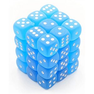 Chessex Signature 12mm d6 with pips Dice Blocks (36 Dice) - Frosted Caribbean Blue w/white-27816