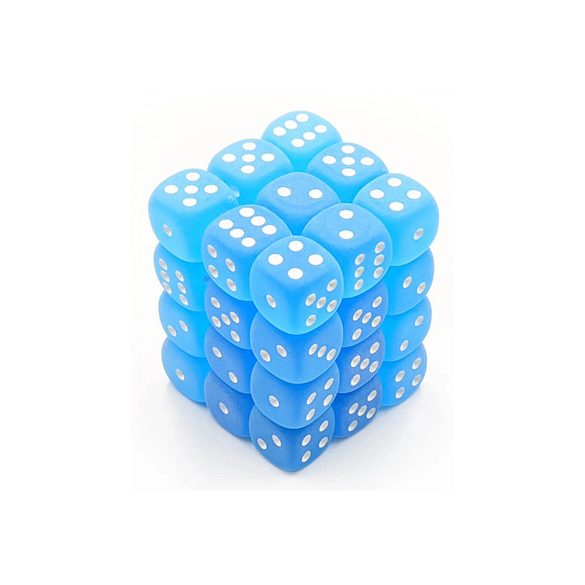 Chessex Signature 12mm d6 with pips Dice Blocks (36 Dice) - Frosted Caribbean Blue w/white-27816