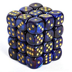 Chessex Signature 12mm d6 with pips Dice Blocks (36 Dice) - Scarab Royal Blue w/gold-27827