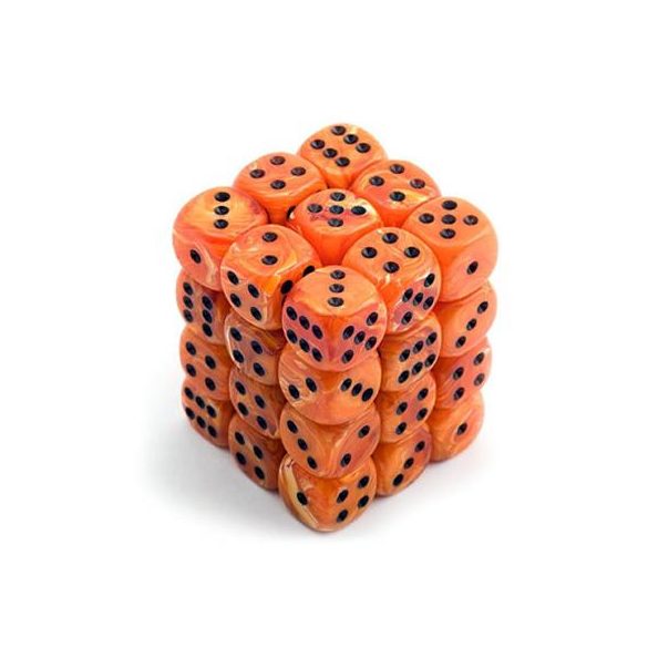 Chessex Signature 12mm d6 with pips Dice Blocks (36 Dice) - Vortex Orange w/black-27833