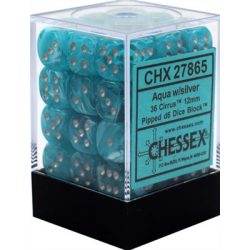 Chessex Signature 12mm d6 with pips Dice Blocks (36 Dice) - Cirrus Aqua w/silver-27865