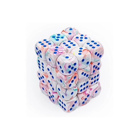 Chessex Signature 12mm d6 with pips Dice Blocks (36 Dice) - Festive Pop Art /blue-27944