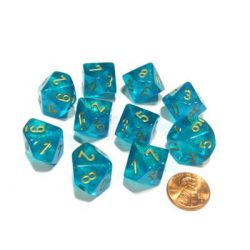 Chessex Borealis Teal/gold Luminary Set of Ten d10s-27385