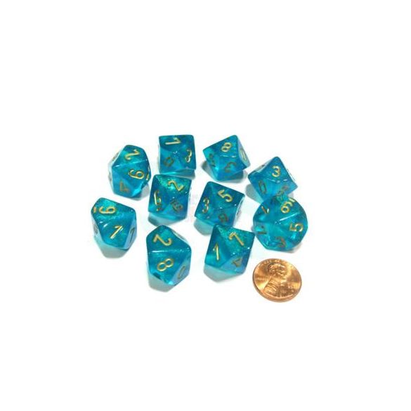 Chessex Borealis Teal/gold Luminary Set of Ten d10s-27385