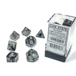 Chessex Borealis Polyhedral Light Smoke/silver Luminary 7-Die Set-27578