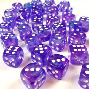 Chessex Borealis 12mm d6 Purple/white Luminary Dice Block (36 dice)-27977