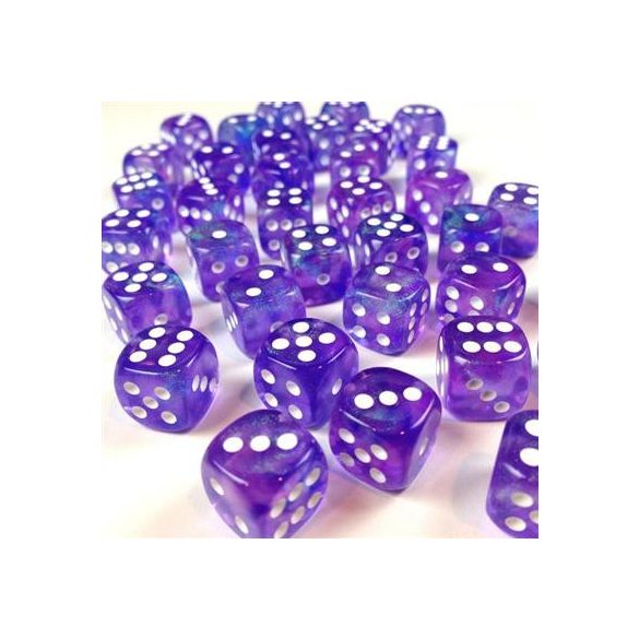 Chessex Borealis 12mm d6 Purple/white Luminary Dice Block (36 dice)-27977