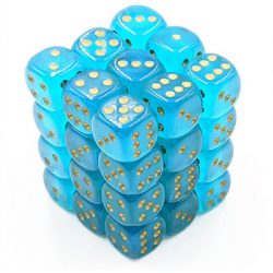 Chessex Borealis 12mm d6 Teal/gold Luminary Dice Block (36 dice)-27985