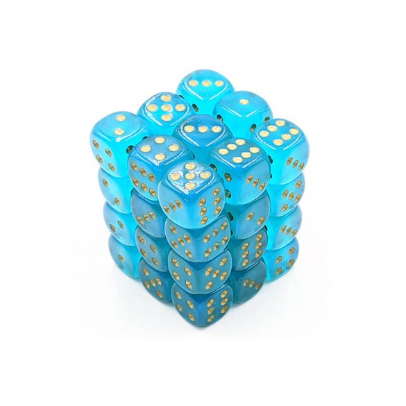 Chessex Borealis 12mm d6 Teal/gold Luminary Dice Block (36 dice)-27985