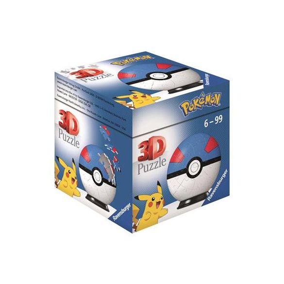 Ravensburger 3D Puzzle-Ball - Pokémon Pokéballs - Superball 54pc - DE/NL/SP/FR/IT/EN-11265