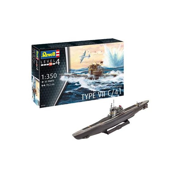 Revell: German Submarine Type VII C/41 (1:350) - EN/DE/FR/NL/ES/IT-05154