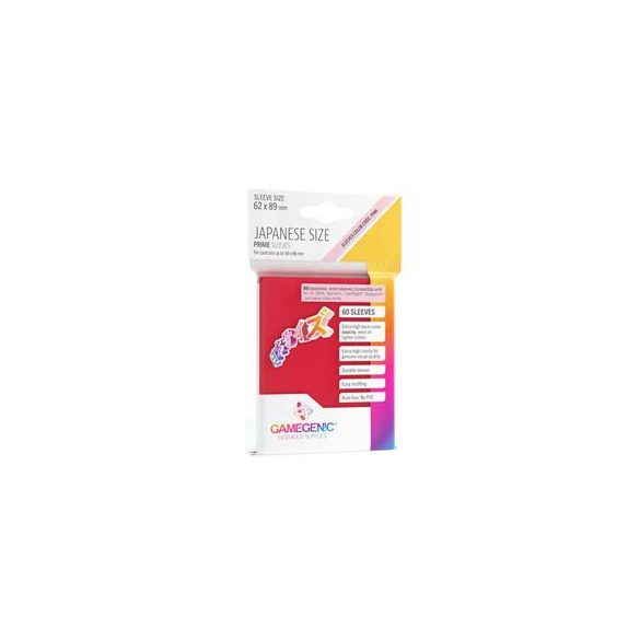 Gamegenic - PRIME Japanese Sized Sleeves Red (60 Sleeves)-GGS10118ML