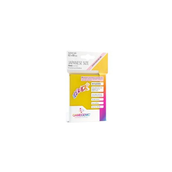Gamegenic - PRIME Japanese Sized Sleeves Yellow (60 Sleeves)-GGS10122ML