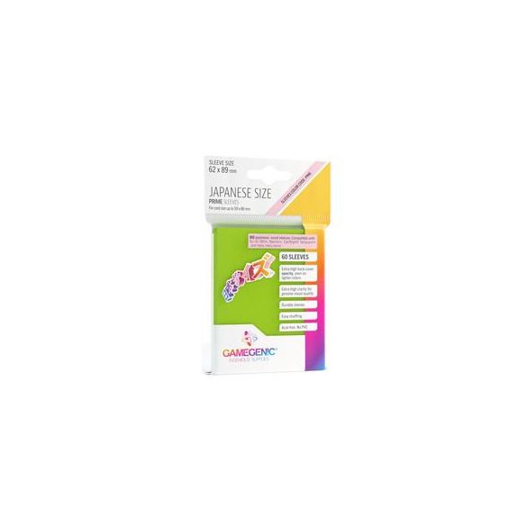 Gamegenic - PRIME Japanese Sized Sleeves Lime (60 Sleeves)-GGS10124ML