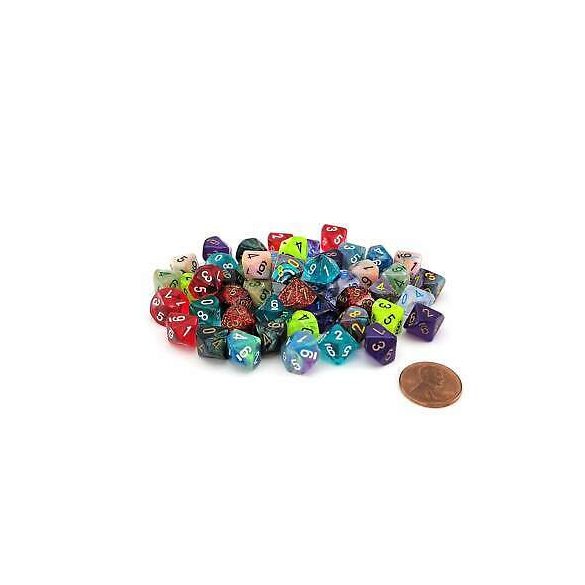 Chessex Bag of 50 Assorted loose Mini-Polyhedral d10s-LE916