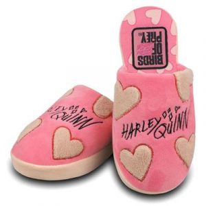 Harley Quinn Cosy Hearts Pink Mule Slippers (38-41)-93002