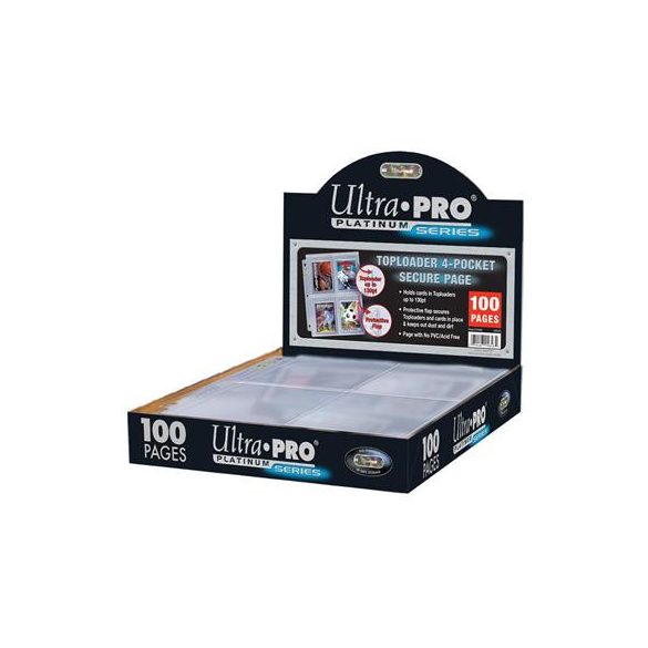 UP - 4-Pocket Secure Platinum Page for Toploaders Display (100 Pages)-15848