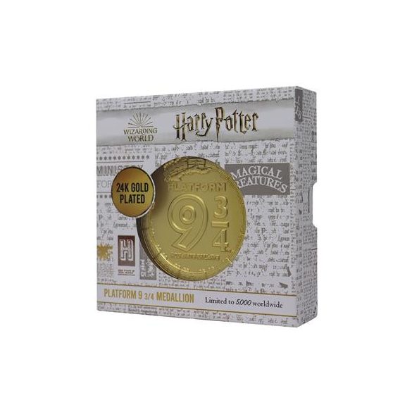 Harry Potter Limited Edition Platform 9 3/4 24K Gold Plated Medallion-THG-HP40