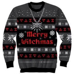 The Witcher 3 Merry Witchmas Ugly Holiday Sweater-12482-BLK-03-SML-000