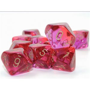 Gemini Translucent Red-Violet/gold Set of 10 d10s-26267