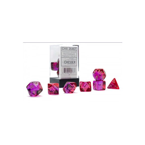 Gemini Polyhedral Translucent Red-Violet/gold 7-Die Set-26467