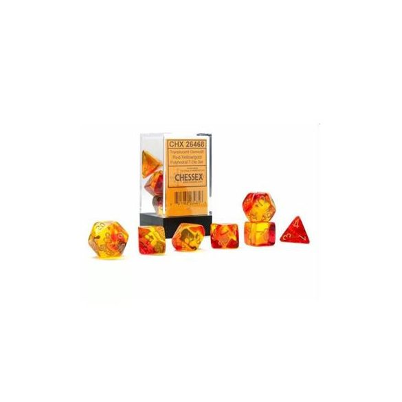 Gemini Polyhedral Translucent Red-Yellow/gold 7-Die Set-26468