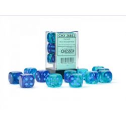 Gemini16mm d6 Blue-Blue/light blue Luminary Dice Block (12 dice)-26663