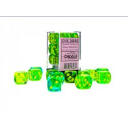 Gemini 16mm d6 Translucent Green-Teal/yellow Dice Block (12 dice)-26666