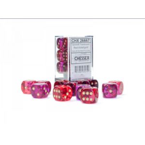 Gemini 16mm d6 Translucent Red-Violet/gold Dice Block (12 dice)-26667