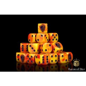 Conquest - Baron of Dice: Hundred Kingdom Faction Dice on Red swirl Dice-PBW8516