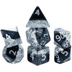 Halfsies Dice - Glitter Edition - Black (7 Dice Set)-GKGHG80