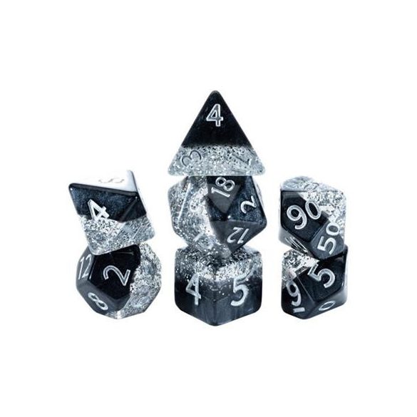 Halfsies Dice - Glitter Edition - Black (7 Dice Set)-GKGHG80