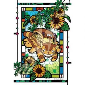 Stained glass Jigsaw Puzzle 126P Catbus and sunflowers - My Neighbor Totoro-ENSKY-19479