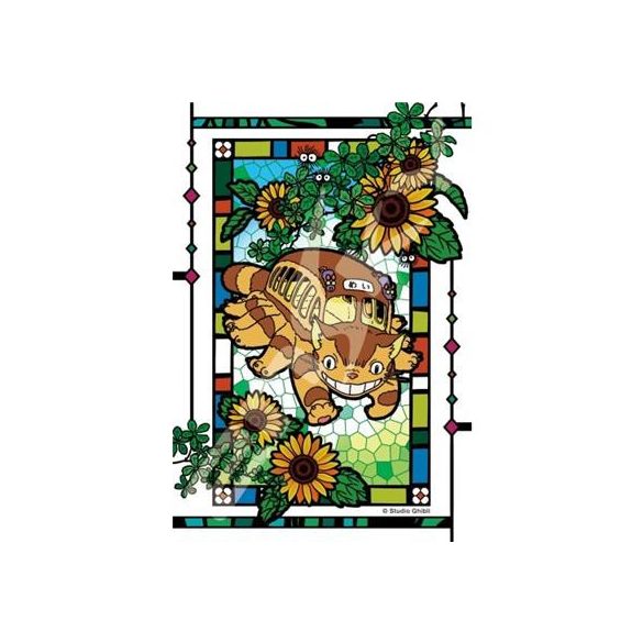 Stained glass Jigsaw Puzzle 126P Catbus and sunflowers - My Neighbor Totoro-ENSKY-19479