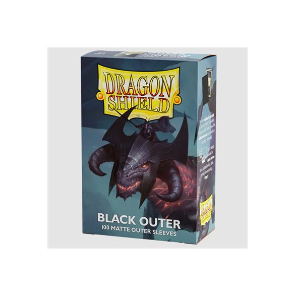 Dragon Shield Standard size Outer  Sleeves - Matte Black  (100 Sleeves)-AT-13003