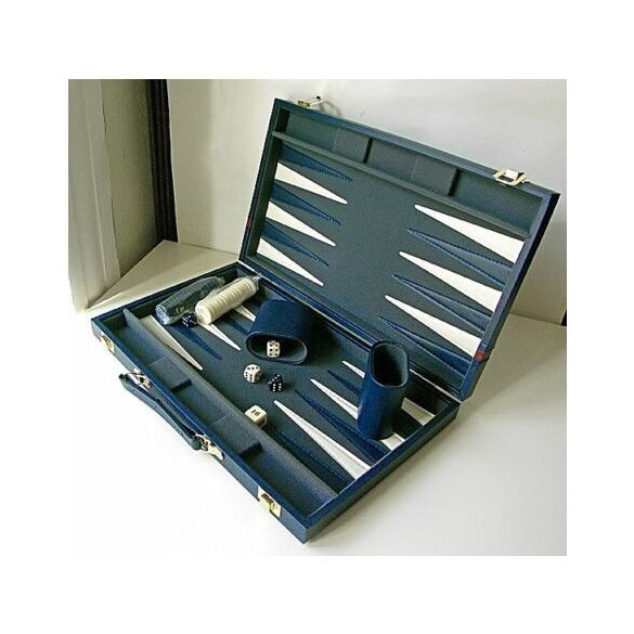 Backgammon - kék mübör koffer (38cm) - 604162