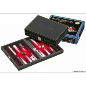 601711 Backgammon 23 cm, fekete műbőr