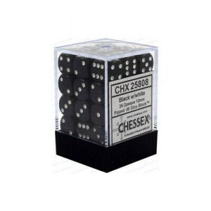 Dobókocka - hat oldalú - 12 mm - 36 darabos - fekete (Chessex)