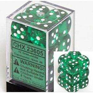 Chessex dobókocka szett - hat oldalú - zöld (12 db)